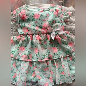Little Lass Mint Green Floral Dress